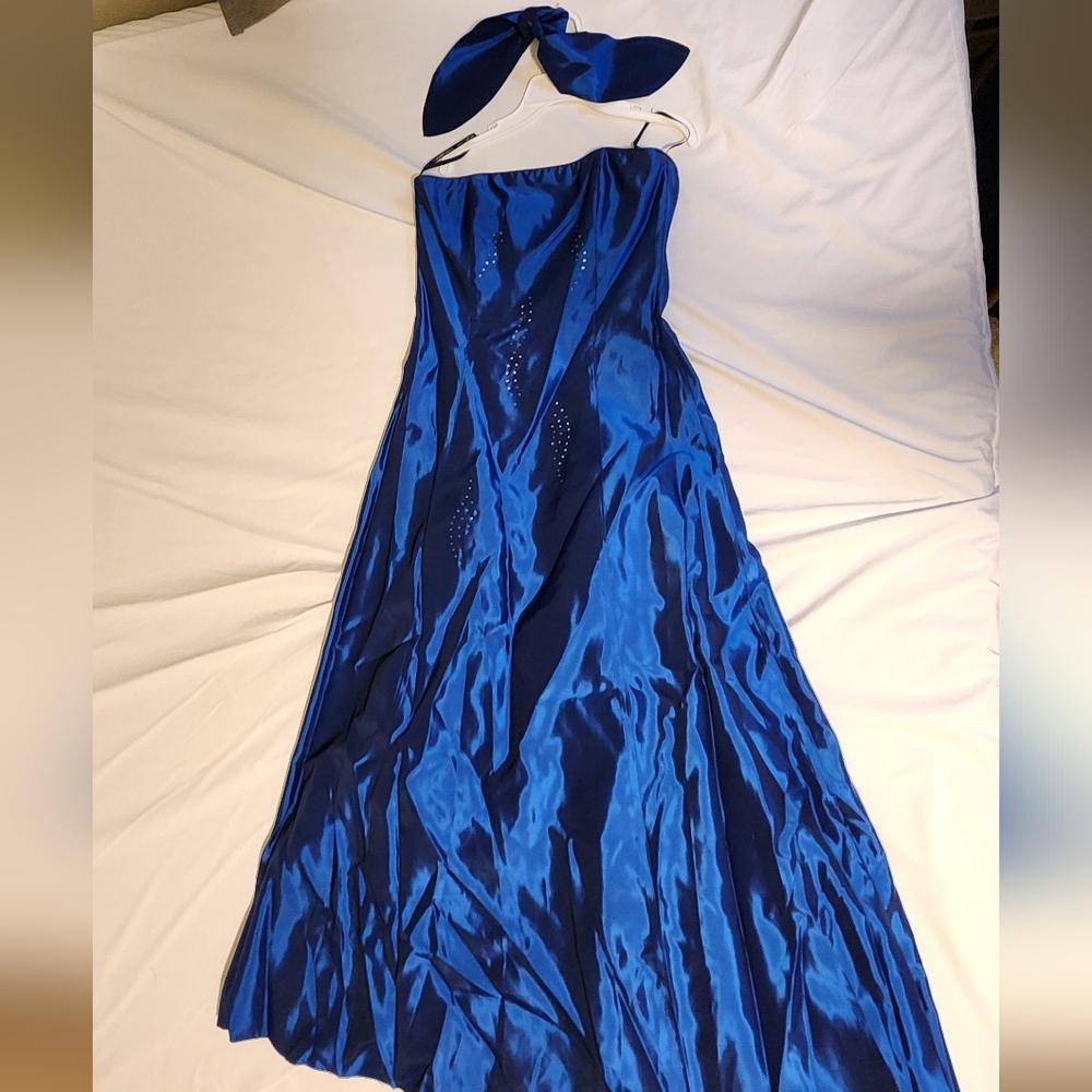 Scott McClintock Vintage Blue Rhinestone Strapless Dance Salsa Wedding Guest